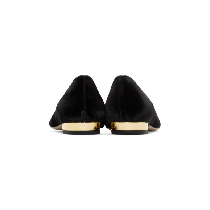 Charlotte Olympia Black Velvet Kitty DOrsay Flats