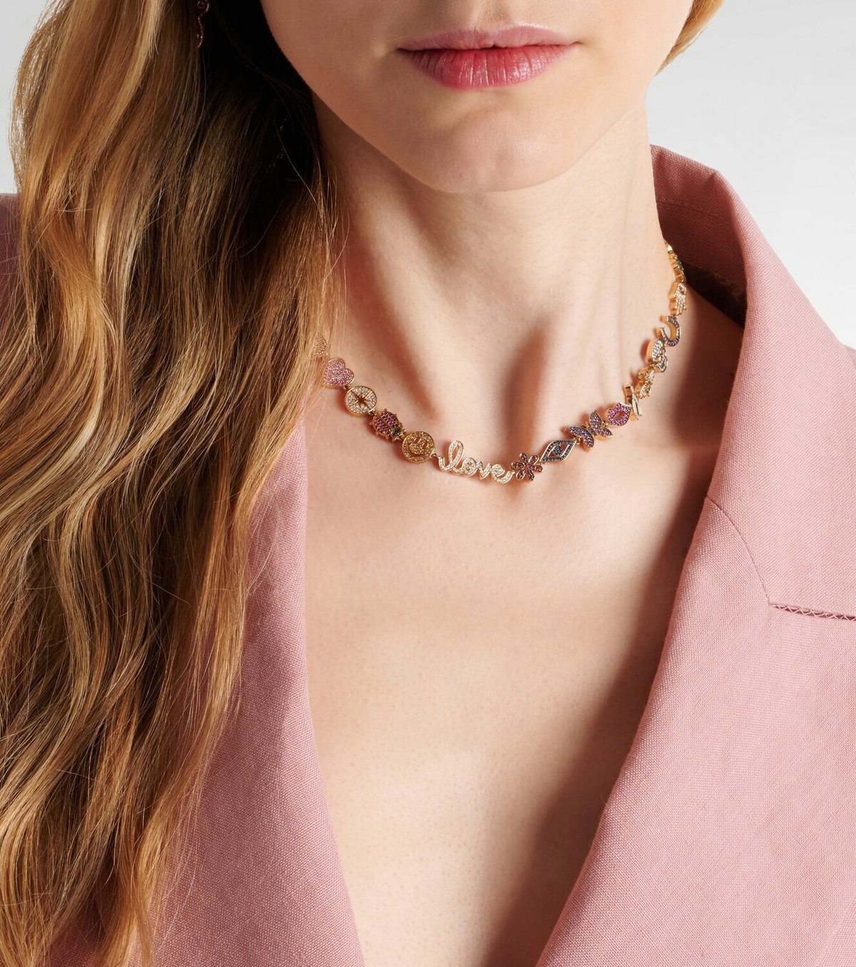 Sydney Evan 14kt gold charm necklace with diamonds