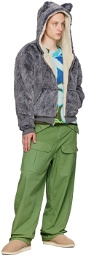 Sky High Farm Workwear Gray 'Wolf And Sheep' Reversible Faux-Fur Hoodie