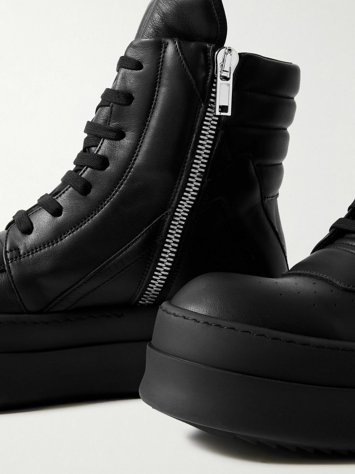 Rick Owens - Mega Geobasket Leather High-Top Sneakers - Black