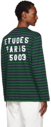 Études Navy & Green Striped Long Sleeve T-Shirt