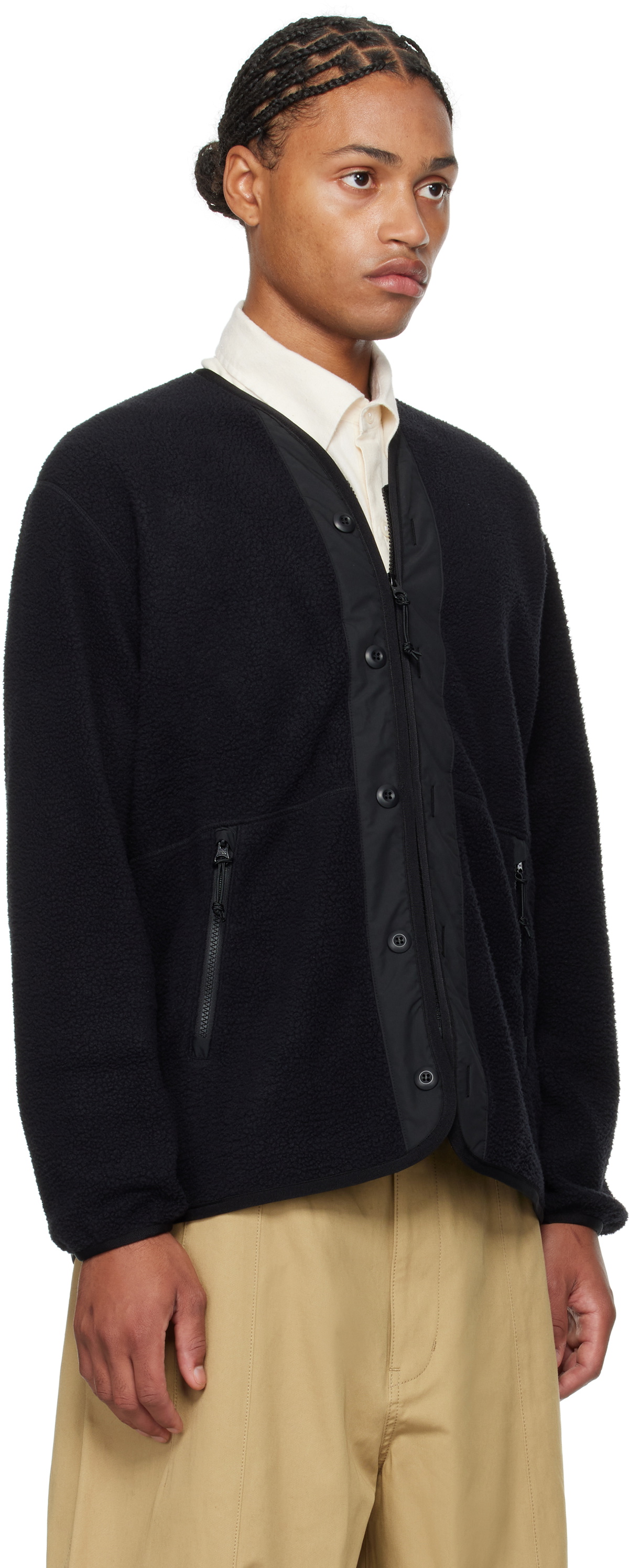 Comme des Garçons Homme Black Boa & Taffeta Cardigan