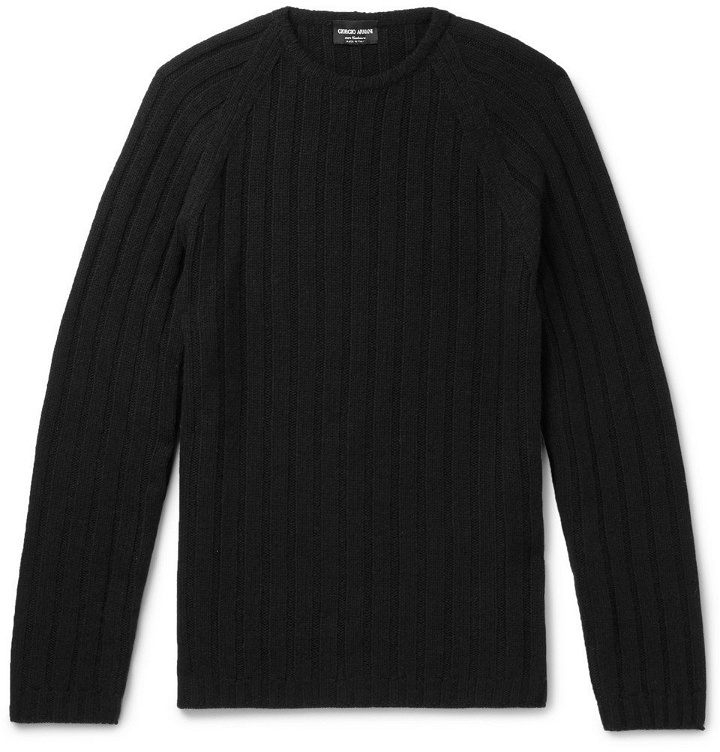 Photo: Giorgio Armani - Slim-Fit Ribbed Cashmere Sweater - Men - Black