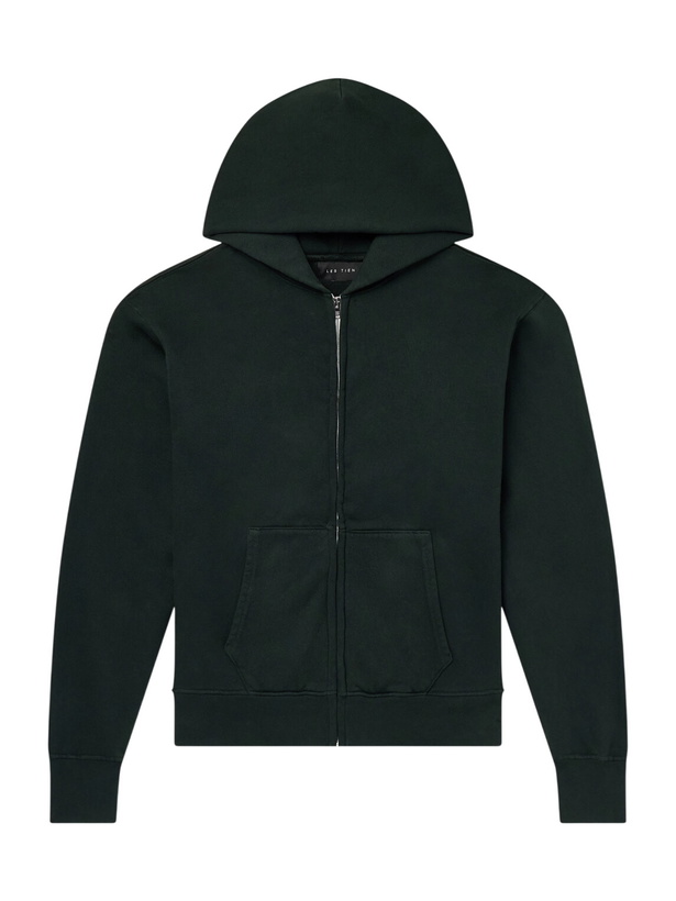 Photo: Les Tien - Garment-Dyed Cotton-Jersey Zip-Up Hoodie - Green