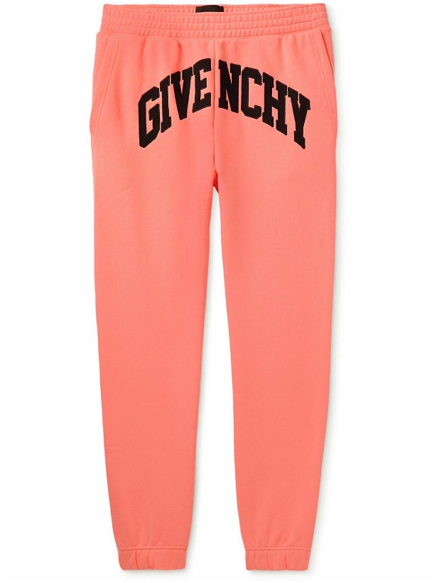 Photo: Givenchy - Tapered Logo-Embroidered Cotton-Jersey Sweatpants - Pink