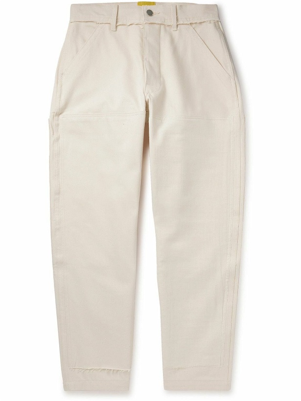 Photo: AIREI - Straight-Leg Distressed Panelled Cotton-Twill Trousers - Neutrals