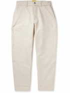 AIREI - Straight-Leg Distressed Panelled Cotton-Twill Trousers - Neutrals