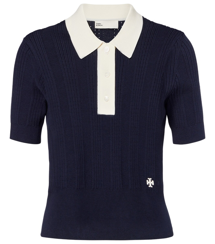 Photo: Tory Burch Cotton pointelle polo shirt