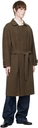 LEMAIRE Brown Wrap Double Wool Coat
