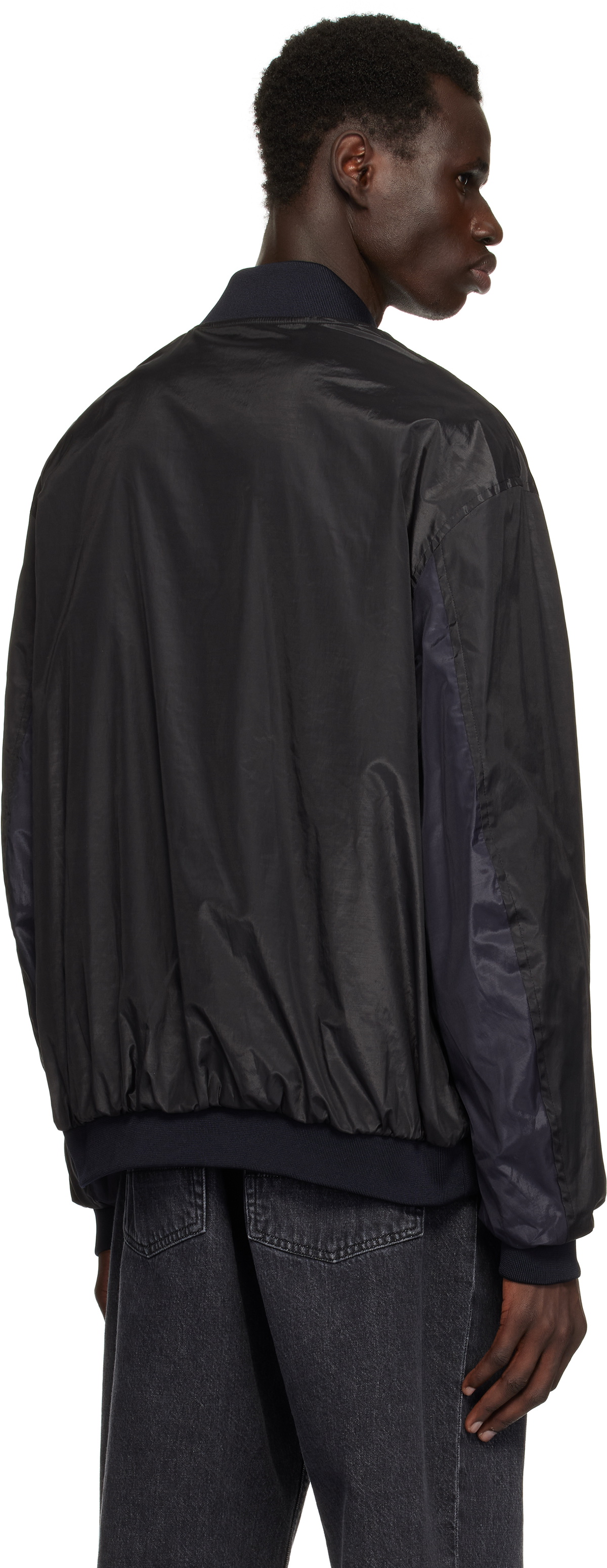 Toga Virilis Black Polyester Cotton Taffeta Reversible Bomber