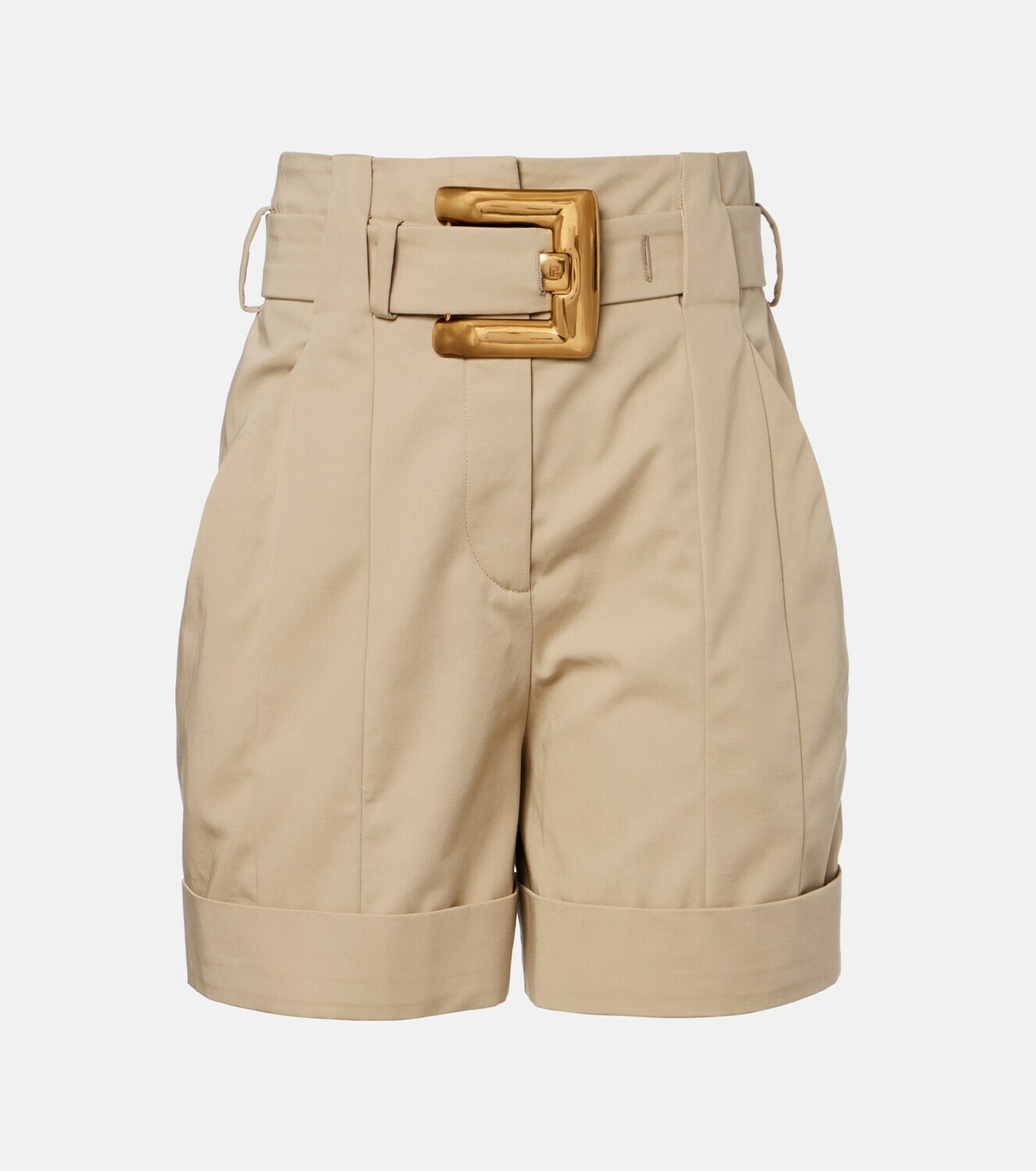 Balmain Belted cotton gabardine shorts