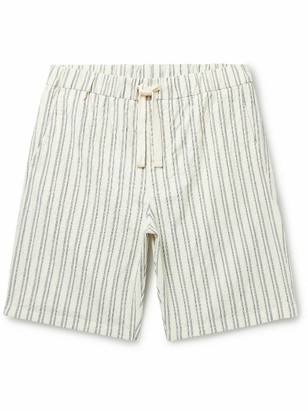 Photo: NN07 - Keith Straight-Leg Striped Cotton-Blend Drawstring Shorts - Neutrals