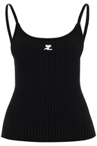 COURREGES rib knit tank top Black