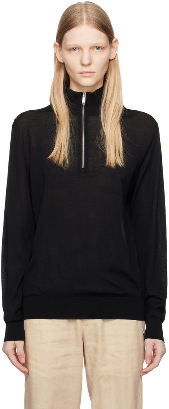 Photo: ZEGNA Black Half-Zip Sweater