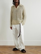 Séfr - Marquis Oversized Striped Open-Knit Bouclé Polo Shirt - Neutrals
