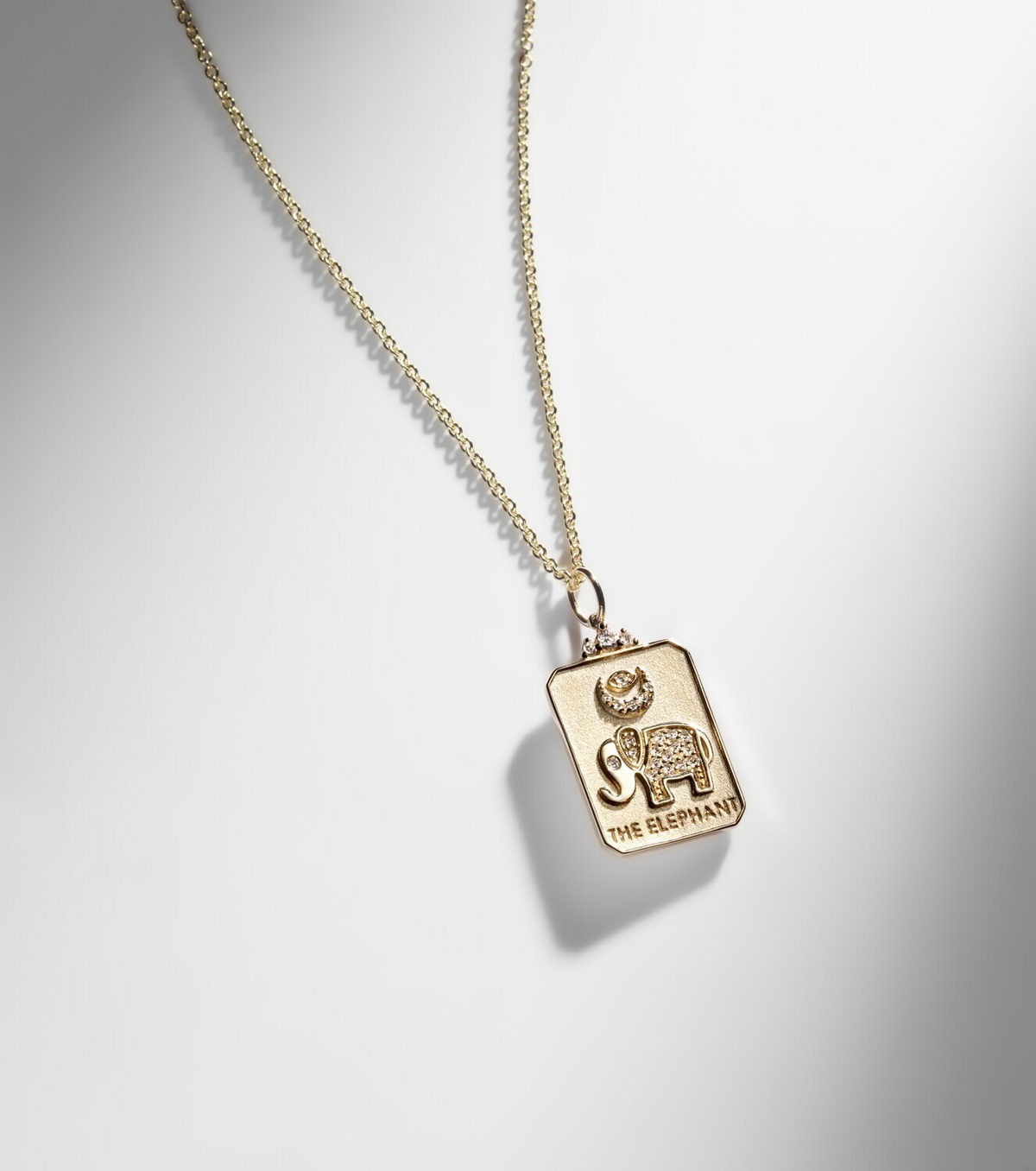 Sydney Evan The Elephant Tarot Card 14kt gold pendant necklace with diamonds