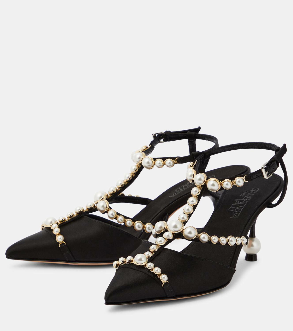 Giambattista Valli Faux-pearl embellished satin pumps