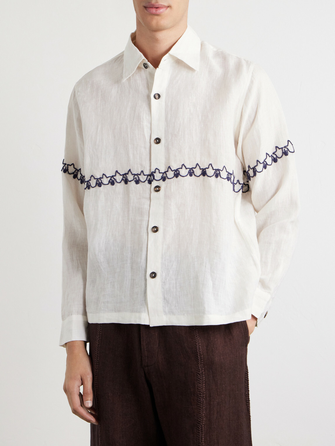 Kartik Research - Embroidered Linen Shirt - Neutrals Kartik Research