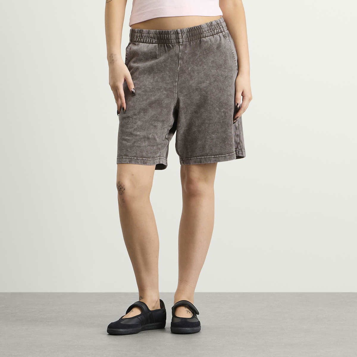 Dime Women's Classic Jersey Sweatshorts in Brown Washed
