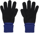 Burberry Black & Blue Two-Tone Gloves