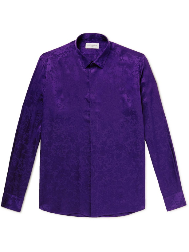 Photo: SAINT LAURENT - Yves Silk-Brocade Shirt - Purple