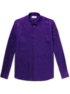 SAINT LAURENT - Yves Silk-Brocade Shirt - Purple