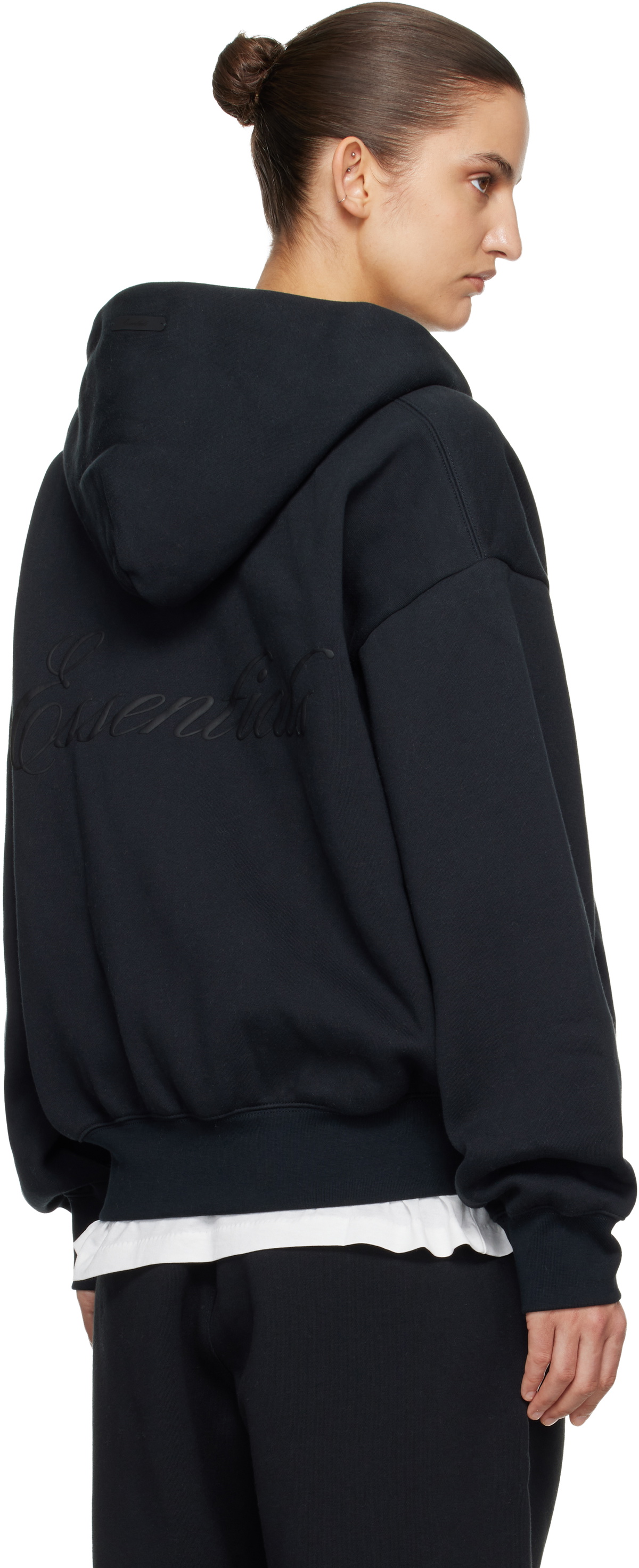 Fear of God ESSENTIALS Black Classic Zip-Up Hoodie