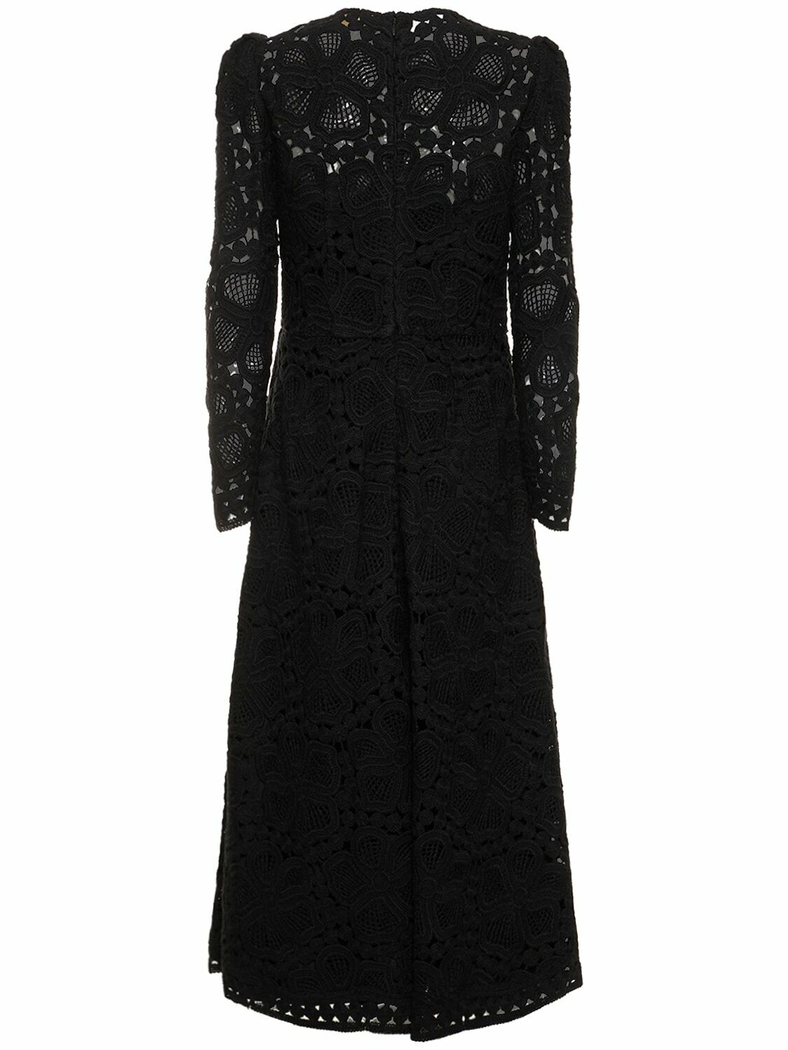 ELIE SAAB - Wool Blend Macram Lace Midi Dress Elie Saab