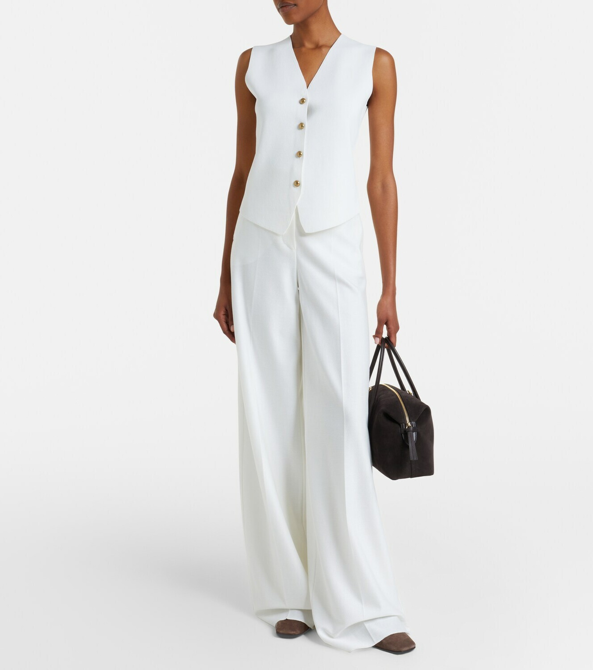 Max Mara Cotton piqué wide-leg pants