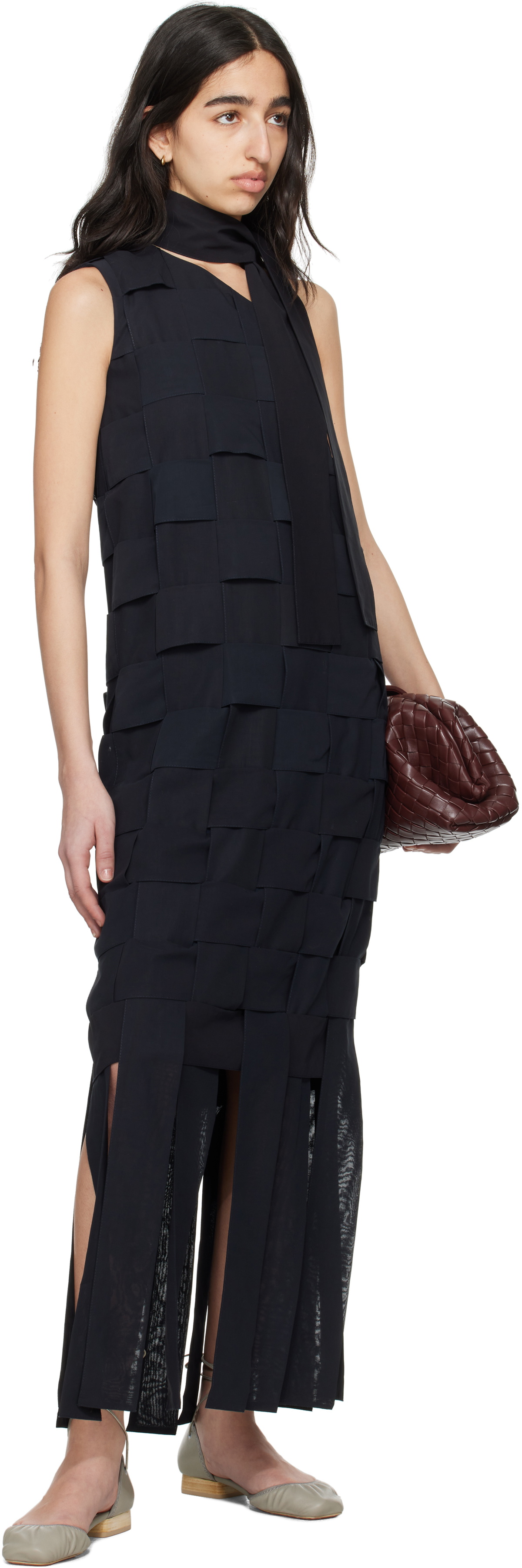 SUPER YAYA Navy Imperial Midi Dress