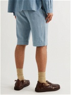 11.11/ELEVEN ELEVEN - Striped Slub Cotton Shorts - Blue - UK/US 30