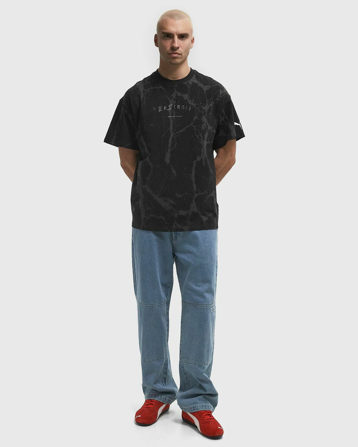 Puma Hoops x Lafrance Written in Chrome Marble Tee Black Mens Shortsleefe