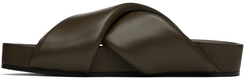 Jil Sander Khaki Oversize Wrapped Slides
