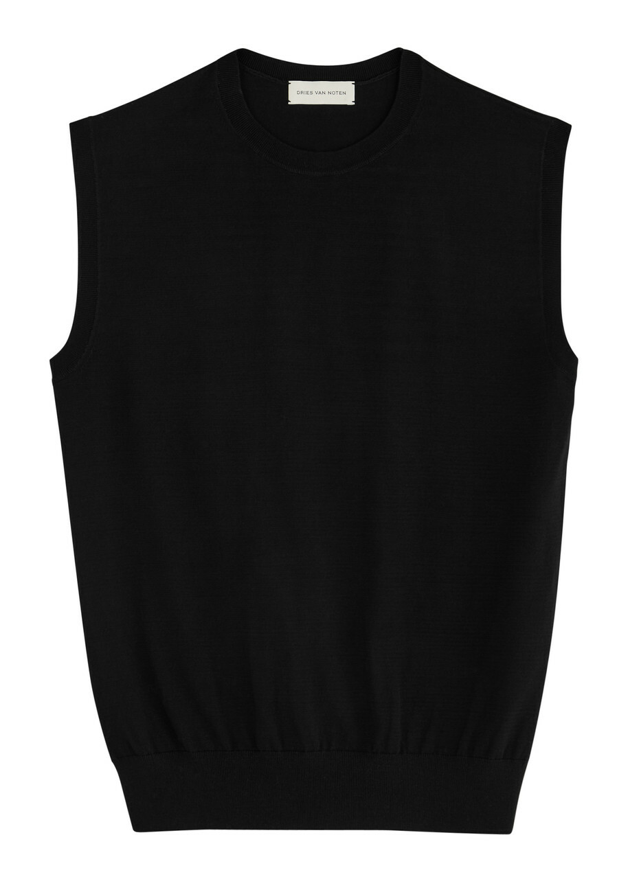 Dries Van Noten Mirror Cotton Vest Black