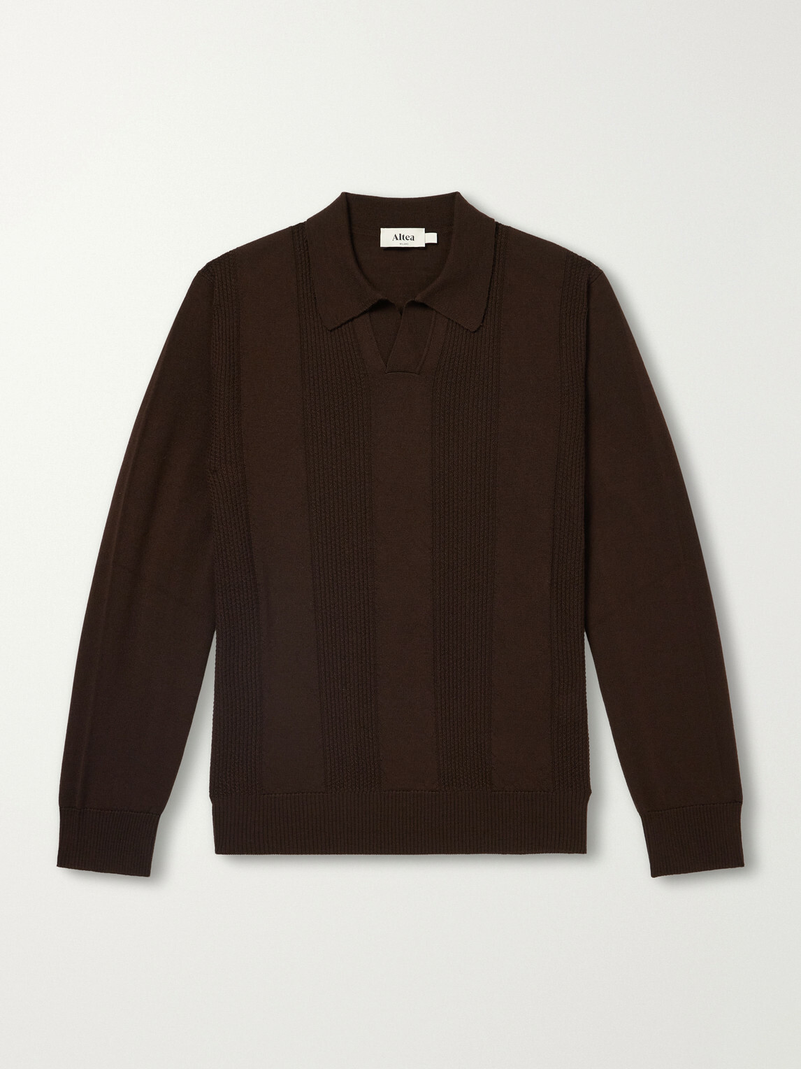 Altea - Virgin Wool Polo Sweater - Brown