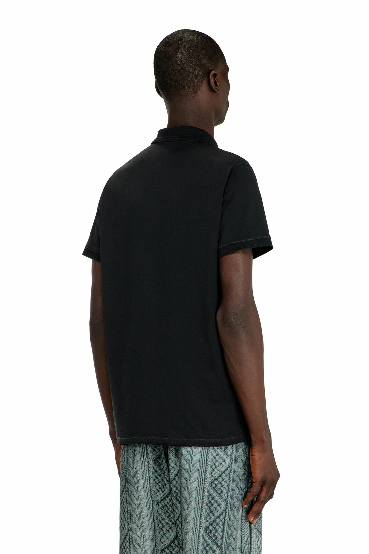 Diesel Cotton polo with embroidered patch - Polos Mens in Black