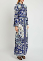 Alice + Olivia Chassidy Printed Maxi Shirt Dress Blue