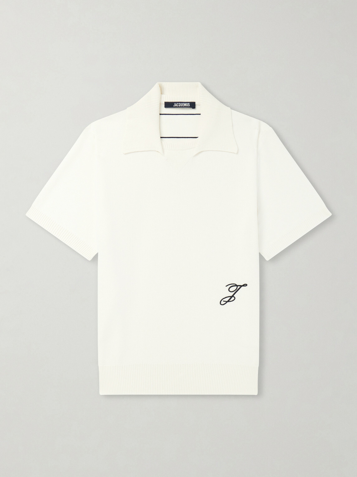 Jacquemus - Logo-Embroidered Knitted Cotton and Silk-Blend Polo Shirt - Neutrals