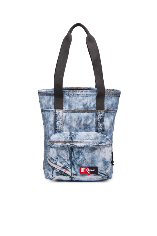 Photo: Diesel Tote bag in trompe l'oeil denim - Crossbody Bags - Unisex - Blue