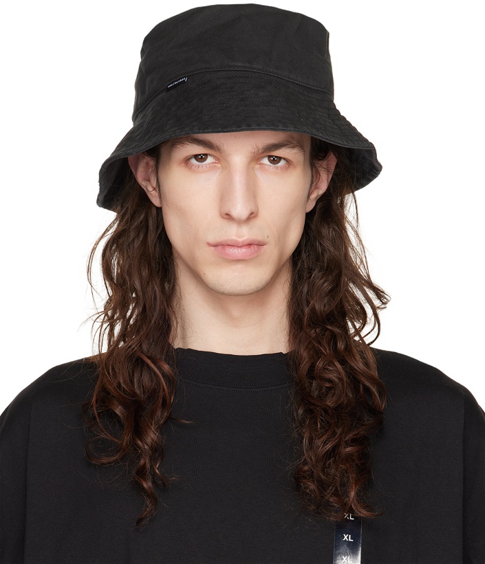 Photo: Balenciaga Black Logo Denim Bucket Hat