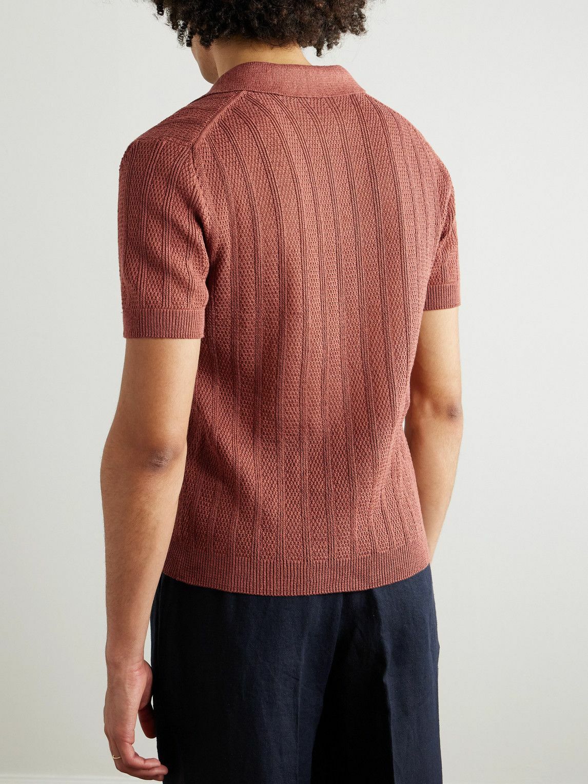 MILES LEON - Fabien Linen and Cotton-Blend Polo Shirt - Orange