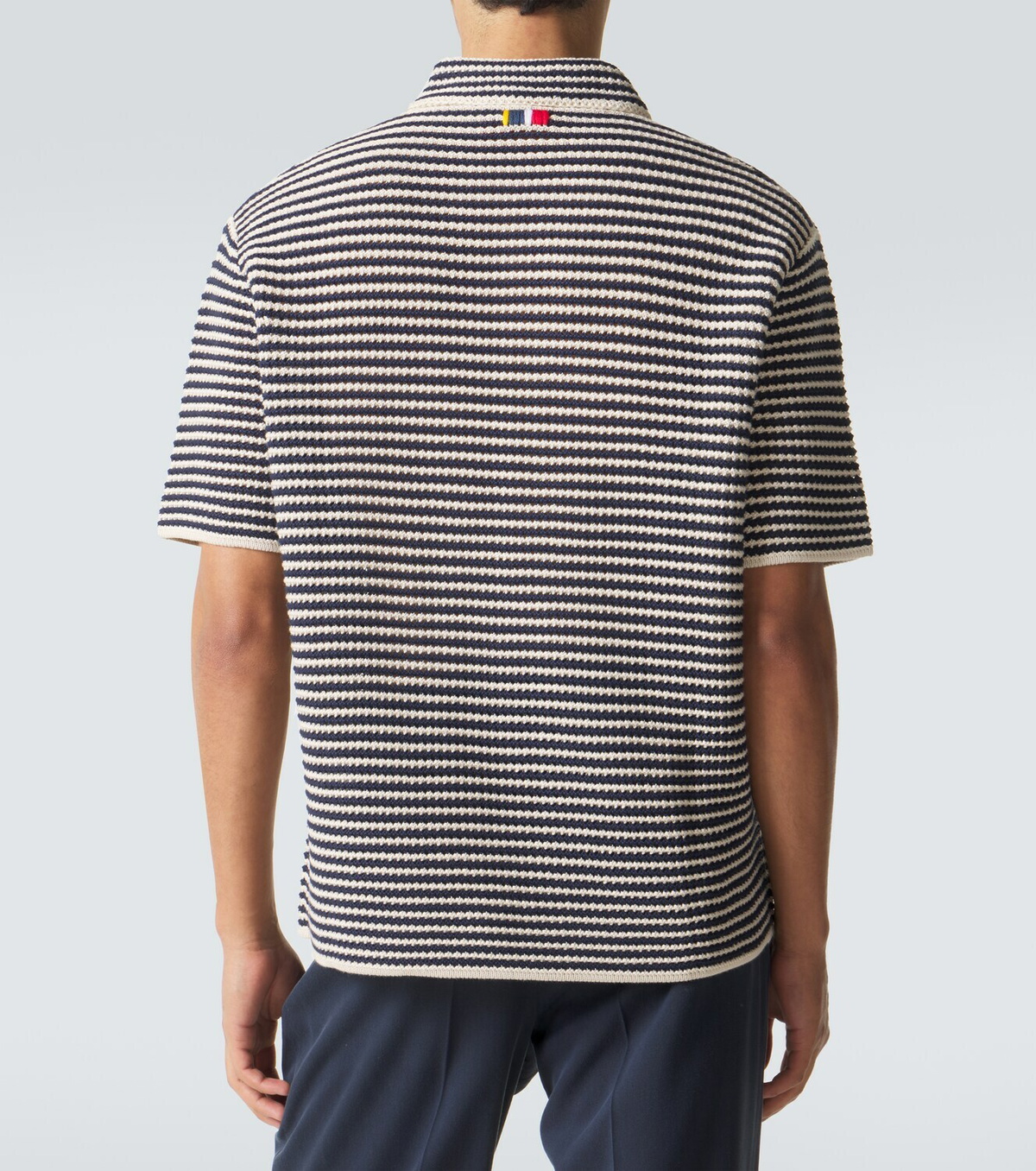 Orlebar Brown Lowry striped crochet cotton polo sweater