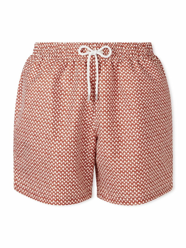 Photo: Derek Rose - Tropez Straight-Leg Mid-Length Printed Swim Shorts - Red
