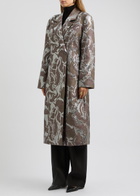 Stine Goya Metallic-jacquard Twill Coat Grey