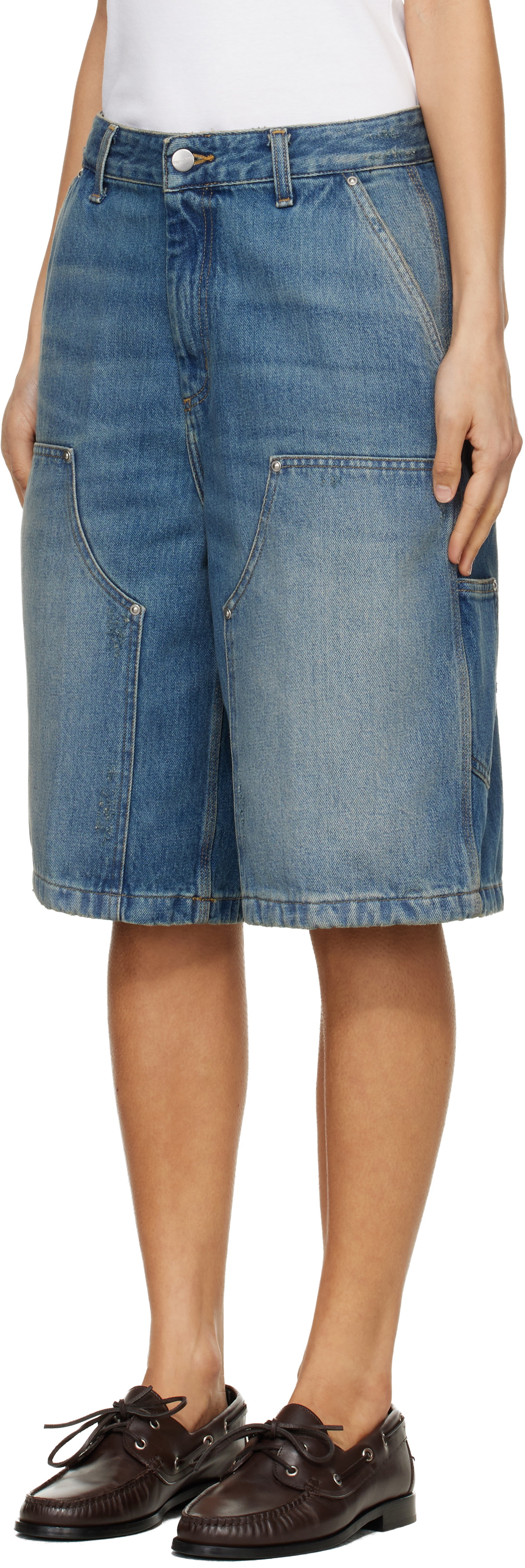 Carhartt Work In Progress Blue Nixon Double Knee Denim Shorts