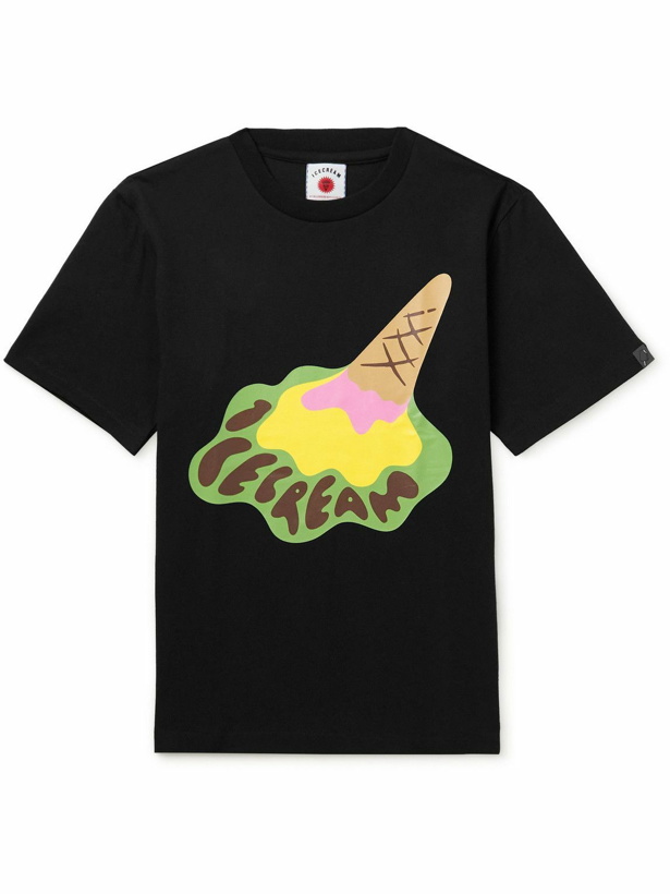 Photo: ICECREAM - Dropped Cone Logo-Print Cotton-Jersey T-Shirt - Black