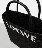 Loewe - Logo leather-trimmed raffia tote bag