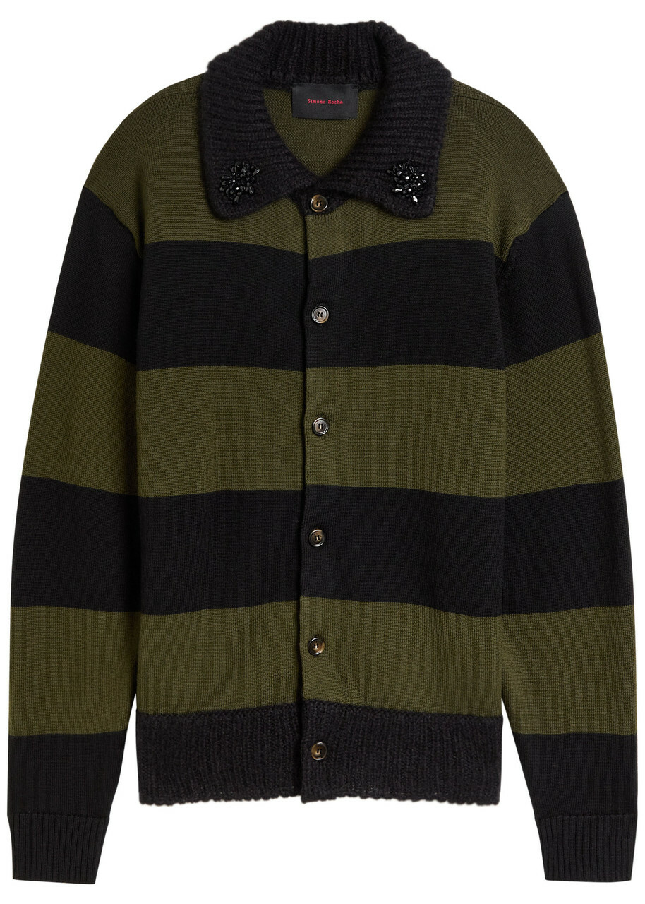 Simone Rocha Striped Wool Cardigan Multicoloured 1
