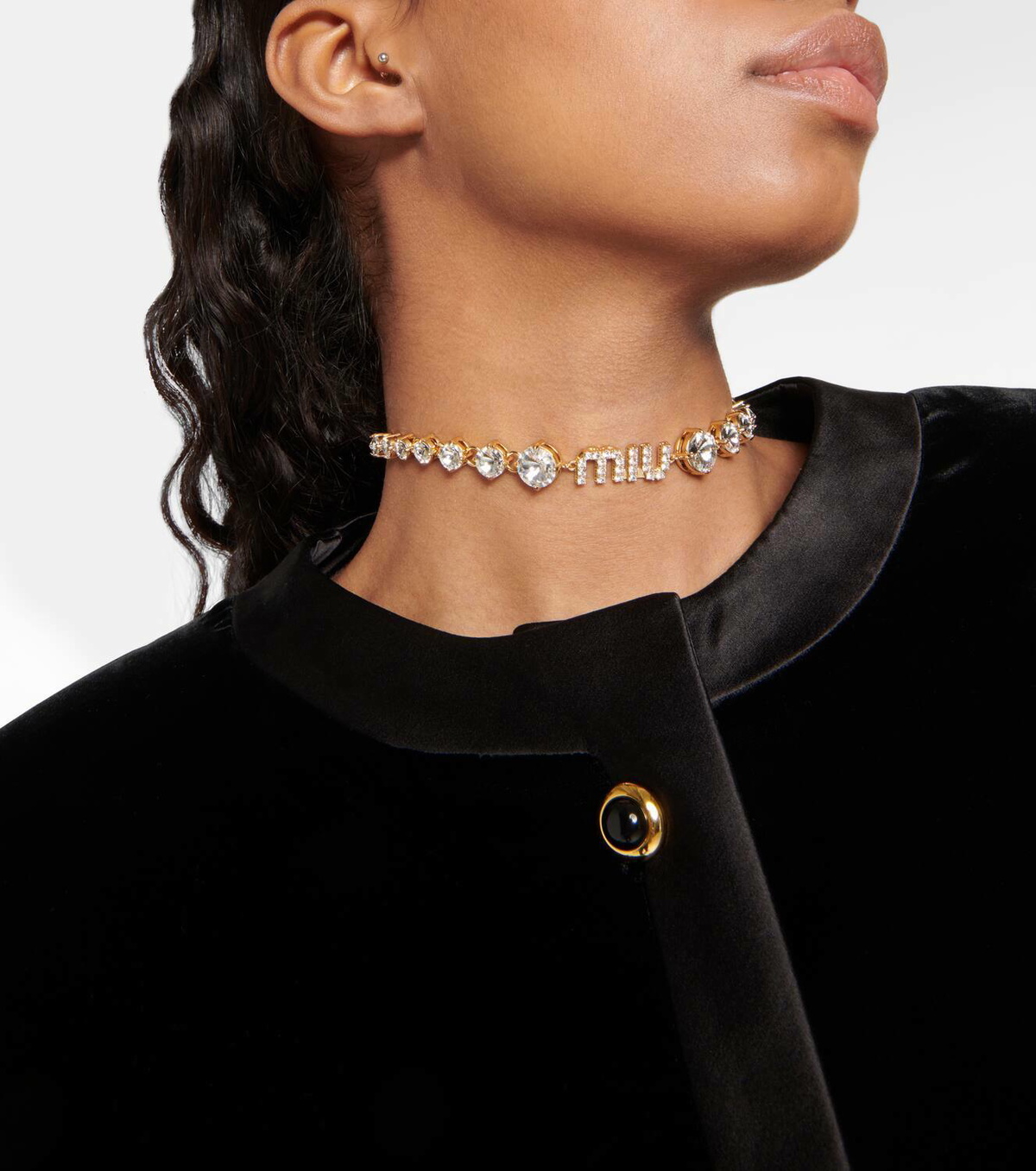 Miu Miu Logo crystal-embellished necklace