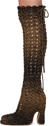 Isa Boulder Brown & Black SSENSE Exclusive Spiral Cable Boots